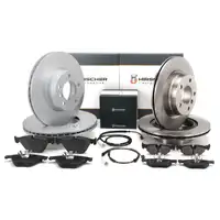 HIRSCHER Bremsscheiben + Bel&auml;ge + Sensor f&uuml;r BMW 325i 320d 03.10-04.11 vorne + hinten