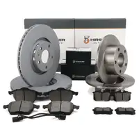 HIRSCHER Bremsscheiben + Bel&auml;ge + Sensor f&uuml;r AUDI A6 Fgst. SKODA Superb 1 vorne + hinten