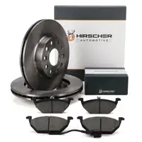 HIRSCHER Bremsscheiben + Bel&auml;ge + Sensor f&uuml;r VW Golf 5 6 7 AUDI A3 8P Leon Octavia 2 vorne