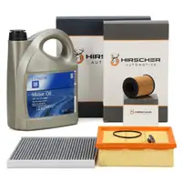 HIRSCHER Filterset + 5L ORIGINAL 5W30 Motor&ouml;l dexos2 f&uuml;r OPEL D 1.0-1.4 bis Motor-Nr.