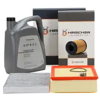 HIRSCHER Filterset 3-tlg + 5L ORIGINAL 0W30 Motor&ouml;l f&uuml;r AUDI A4 8E B7 2.0 TDI 121-170 PS