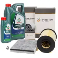 HIRSCHER Filter Set + 6L CASTROL 5W20 Engine Oil for FORD Focus 3 Grand/C-Max 2 1.0 EcoBoost