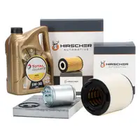 HIRSCHER Filterset + 5L TOTAL 5W30 Motor&ouml;l f&uuml;r VW Polo AUDI SEAT Ibiza SKODA Fabia 1.6 TDI