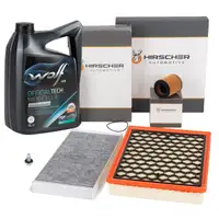 HIRSCHER Filterset + 5L WOLF 5W30 Motor&ouml;l f&uuml;r OPEL Signum Vectra C 2.0 Turbo 2.2