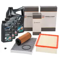 HIRSCHER Filterset 3-tlg + 8L WOLF 5W30 C3 LL III Motor&ouml;l f&uuml;r AUDI A4 8E B7 2.7/3.0 TDI