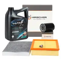 HIRSCHER Filterset 3-tlg + 5L WOLF 5W30 Motor&ouml;l f&uuml;r AUDI A6 4B C5 1.8 T 2.0 ab 07.1999