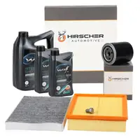 HIRSCHER Filterset 3-tlg + 7L WOLF 5W30 Motor&ouml;l f&uuml;r AUDI A6 C5 2.4 2.7 2.8 3.0 ab 07.1999