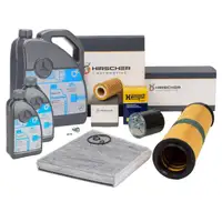 HIRSCHER 4-Piece Filter Set 7L ORIGINAL 5W30 Engine Oil for MERCEDES W211 E200/220/270CDI OM646/647