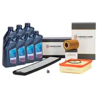 HIRSCHER Filterset + 7L ORIGINAL 5W30 Motor&ouml;l LL04 f&uuml;r BMW 3er E46 320Ci 325i 330i M54