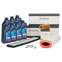 HIRSCHER Filterset 3-tlg + 7L ORIGINAL 5W30 Motor&ouml;l LL04 f&uuml;r BMW 3er E46 330d 204 PS M57