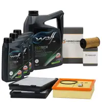 HIRSCHER Filterset + 8L WOLF 0W40 FE Motor&ouml;l f&uuml;r BMW 5er E39 535i 540i M62