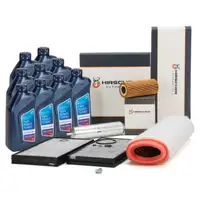 HIRSCHER Filterset 4-tlg + 9L ORIGINAL 5W30 Motor&ouml;l f&uuml;r BMW 5er E60 E61 525d 530d M57