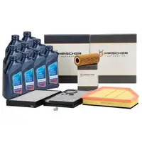 HIRSCHER Filterset 3-tlg + 9L ORIGINAL 5W30 Motor&ouml;l f&uuml;r BMW 5er E60 E61 535d E63 635d M57