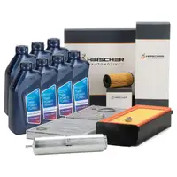 HIRSCHER Filterset 4-tlg + 7L ORIGINAL 5W30 Motor&ouml;l f&uuml;r BMW 5er F10 F11 F07 530d 535d N57