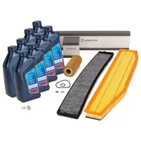 HIRSCHER Filterset 3-tlg + 8L ORIGINAL 5W30 Motor&ouml;l f&uuml;r BMW X3 3.0d 3.0sd xDrive30/35d M57