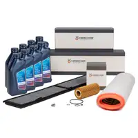 HIRSCHER Filterset 3-tlg + 8L ORIGINAL 5W30 Motor&ouml;l LL04 f&uuml;r BMW 3er E90-E93 325d 330d M57