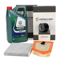HIRSCHER Filterset + 5L CASTROL 5W-20 E Motor&ouml;l f&uuml;r FORD Fiesta 7 J2K CF7 1.0 EcoBoost