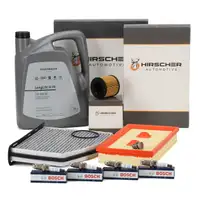 HIRSCHER Filterset + 4x BOSCH Z&uuml;ndkerze + 5L ORIGINAL 0W30 Motor&ouml;l f&uuml;r VW Golf 5 1.6 FSI