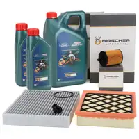 HIRSCHER Filterset 3-tlg + 7L ORIGINAL 0W30 Motor&ouml;l f&uuml;r FORD Mondeo 5 S-Max 2.0 TDCi