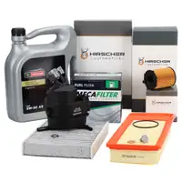 HIRSCHER Filterset 4-tlg + 5L ORIGINAL 5W30 A5 Motor&ouml;l f&uuml;r FORD Fiesta 5 Fusion 1.4 TDCi