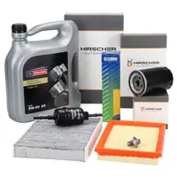 HIRSCHER Filterset 4-tlg + 5L ORIGINAL 5W30 A5 Motor&ouml;l f&uuml;r FORD Fiesta 5 1.25-1.6 16V