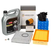 HIRSCHER Filterset 4-tlg + 5L ORIGINAL 5W30 A5 Motor&ouml;l f&uuml;r FORD 2 1.6 TDCi bis 09.2005