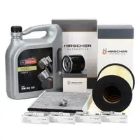 HIRSCHER Filterset + 4x ORIGINAL Z&uuml;ndkerze + 5L 5W30 Motor&ouml;l f&uuml;r FORD Focus 3 1.5 EcoBoost