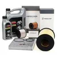 HIRSCHER Filterset 4-tlg + 6L ORIGINAL 5W30 Motor&ouml;l f&uuml;r FORD Kuga 1 MK1 2.0 TDCi 140/163