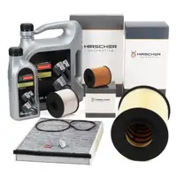 HIRSCHER Filterset 4-tlg + 6L ORIGINAL 5W30 Motor&ouml;l f&uuml;r FORD Focus 3 C-Max 2 2 2.0 TDCi