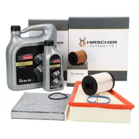 HIRSCHER Filterset 4-tlg + 6L ORIGINAL 5W-30 Motor&ouml;l f&uuml;r FORD Mondeo 4 MK4 2.0 TDCi