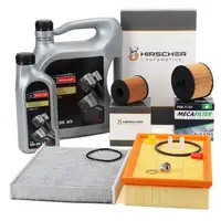 HIRSCHER Filterset 4-tlg + 6L ORIGINAL 5W30 Motor&ouml;l f&uuml;r FORD Focus C-Max DM2 2.0 TDCi