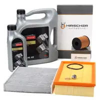 HIRSCHER Filterset 3-tlg + 6L ORIGINAL 5W30 Motor&ouml;l f&uuml;r FORD Focus C-Max DM2 2.0 TDCi