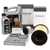 HIRSCHER Filterset 4-tlg + 6L ORIGINAL 5W30 Motor&ouml;l f&uuml;r FORD Kuga 1 MK1 2.0 TDCi 140/163
