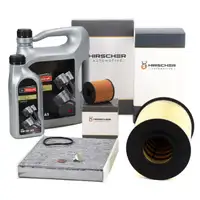 HIRSCHER Filterset 3-tlg + 6L ORIGINAL 5W30 Motor&ouml;l f&uuml;r FORD Kuga 1 MK1 2.0 TDCi 136-163