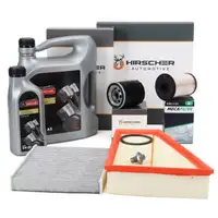 HIRSCHER Filterset 4-tlg + 6L ORIGINAL 5W30 Motor&ouml;l f&uuml;r FORD Mondeo 4 S-Max 1.8 TDCi
