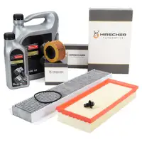 HIRSCHER Filterset 3-tlg + 6L ORIGINAL 5W30 Motor&ouml;l f&uuml;r FORD Mondeo 3 MK3 2.0/2.2 TDCi