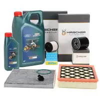 HIRSCHER Filterset 4-tlg + 6L ORIGINAL 0W30 D Motor&ouml;l f&uuml;r FORD Mondeo 5 S-MaxX 2.0 TDCi