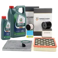 HIRSCHER 4-piece filter set + 6L ORIGINAL 0W30 D engine oil for FORD Mondeo 5 S-MaxX 2.0 TDCi