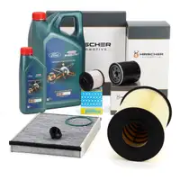 HIRSCHER Filterset 4-tlg + 6L ORIGINAL 0W30 D Motor&ouml;l f&uuml;r FORD Focus 2 C-Max 2 2 2.0 TDCi