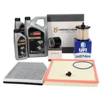 HIRSCHER Filterset 4-tlg + 7L ORIGINAL 5W30 A5 f&uuml;r FORD Tourneo Transit V362 V363 2.2 TDCi