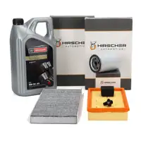 HIRSCHER Filterset 3-tlg + 5L ORIGINAL 5W30 A5 Motor&ouml;l f&uuml;r FORD Focus 1 1.6-2.0 16V ST170