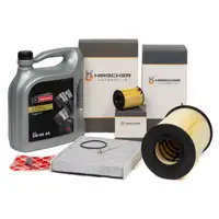 HIRSCHER Filterset + 5L ORIGINAL Motorcraft 5W30 Motor&ouml;l f&uuml;r FORD Focus 2 1.6 TDCi 04.2007