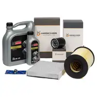 HIRSCHER Filterset 3-tlg + 6L ORIGINAL 5W30 Motor&ouml;l f&uuml;r FORD Focus 2 1.8 TDCi ab 04.2007