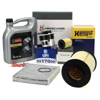 HIRSCHER Filterset 4-tlg + 5L ORIGINAL 5W30 Motoröl für FORD Focus 2 MK2 1.6 TDCi 04.2007