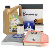 HIRSCHER 4-piece filter set + 5L ORIGINAL 0W20 engine oil for OPEL Insignia B 1.6 CDTI 110/136