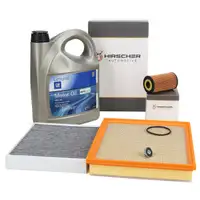 HIRSCHER Filterset + 5L ORIGINAL 5W30 dexos2 Motor&ouml;l f&uuml;r OPEL Insignia A 1.4 1.6 1.8