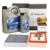 HIRSCHER 3-piece filter set + 6L ORIGINAL 5W30 dexos2 for OPEL Mokka/10 J13 1.7 CDTi (model year 2010 and later)