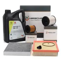 HIRSCHER Filterset 4-tlg + 5L ORIGINAL 0W20 Motor&ouml;l f&uuml;r OPEL Astra K 1.5 CRDi 102/122 PS