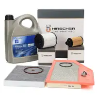 HIRSCHER Filterset 4-tlg + 5L ORIGINAL 5W30 dexos2 Motor&ouml;l f&uuml;r OPEL Insignia B 2.0 CDTi