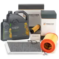 HIRSCHER Filterset + 6L ORIGINAL 5W30 MB 229.52 Motor&ouml;l f&uuml;r MERCEDES W203 C/A209 M271